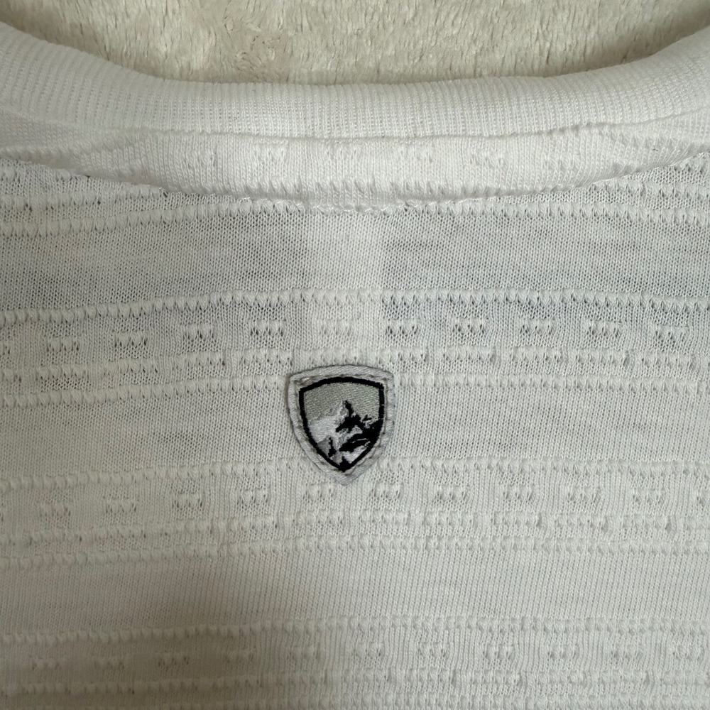 KUHL WILLA White Textured Stripe T-Shirt Dress Casual Pocket Comfort Size L - Picture 3 of 9
